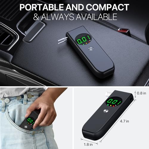 High-Accuracy Portable Alcohol Tester with LCD Display (Black)