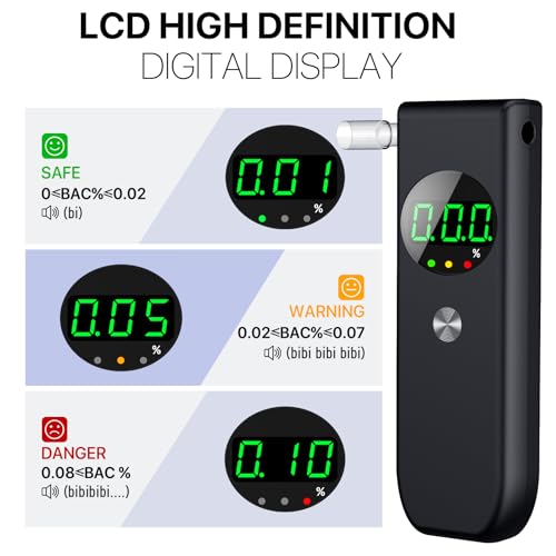 High-Accuracy Portable Alcohol Tester with LCD Display (Black)