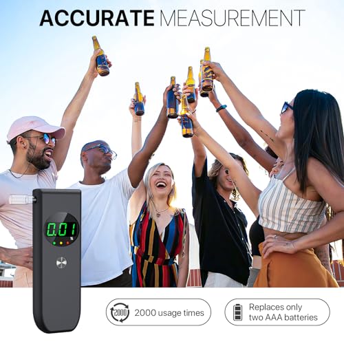 High-Accuracy Portable Alcohol Tester with LCD Display (Black)
