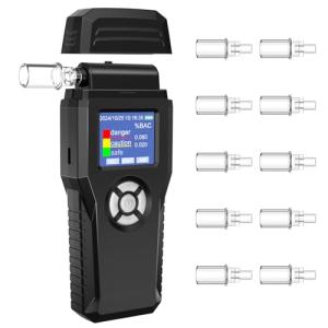 USB Rechargeable Breathalyzer with TFT Display and 10 Mouthpieces