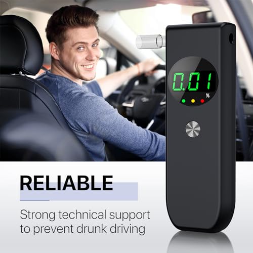High-Accuracy Portable Alcohol Tester with LCD Display (Black)