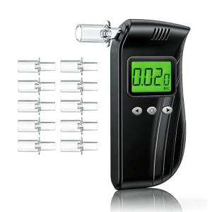 High-Accuracy Portable Alcohol Breathalyzer with 10 Mouthpieces