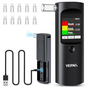 Portable Alcohol Breathalyzer with 11 Mouthpieces
