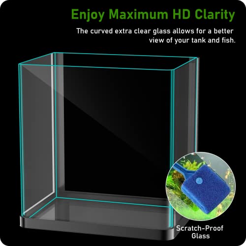 PONDON 2 Gallon Betta Fish Tank with Filter & Light