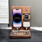 DELUXE APPLE DOCK, Deluxe Charging Station , Wooden iPhone Dock, Apple Watch and Airpods Charger, Birthday Gift for Him, Christmas Gift