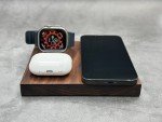 Catura Edge Apple Dock,  3 in 1 Wireless Charger, Wooden Dock, One Cable Charger, Handcrafted Anniversary Gift, iPhone 16