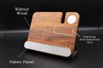 Personalized Walnut Wood iPhone Apple Watch Airpods Wireless Charger 4in1 Docking Station Text Logo. iPhone 15 14 13 Pro Max 12 12 Pro 11 XR