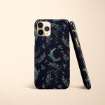 Moon Black Botanical Leaves Celestial Personalized Gift For Her Customize Phone Case iPhone 14 Case 14 Pro Max iPhone 13 Case 13 Pro Max 12