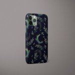 Moon Black Botanical Leaves Celestial Personalized Gift For Her Customize Phone Case iPhone 14 Case 14 Pro Max iPhone 13 Case 13 Pro Max 12