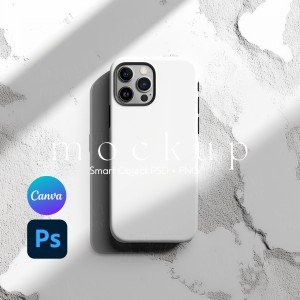Tough Case Mockup, Phone Case Mockup, iPhone Case Mockup, Smart Object PSD and Canva PNG