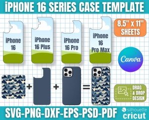 iPhone 16 Case Templates, Phone Case Template, iPhone Case Template, iPhone Sublimation Template, Smart Phone Case Template, Canva Editable