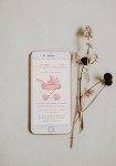 Candy stroller carriage pink baby shower mobile phone evite, a little sweetie baby shower partyelectronic invitation editable for girl -C458