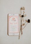 Strawberry baby shower phone invitation editable, berry sweet baby shower electronic text message evite, boho arch blush pink evite - C459