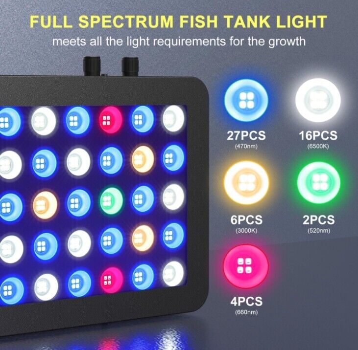 Phlizon 165W Full Spectrum LED Aquarium Light