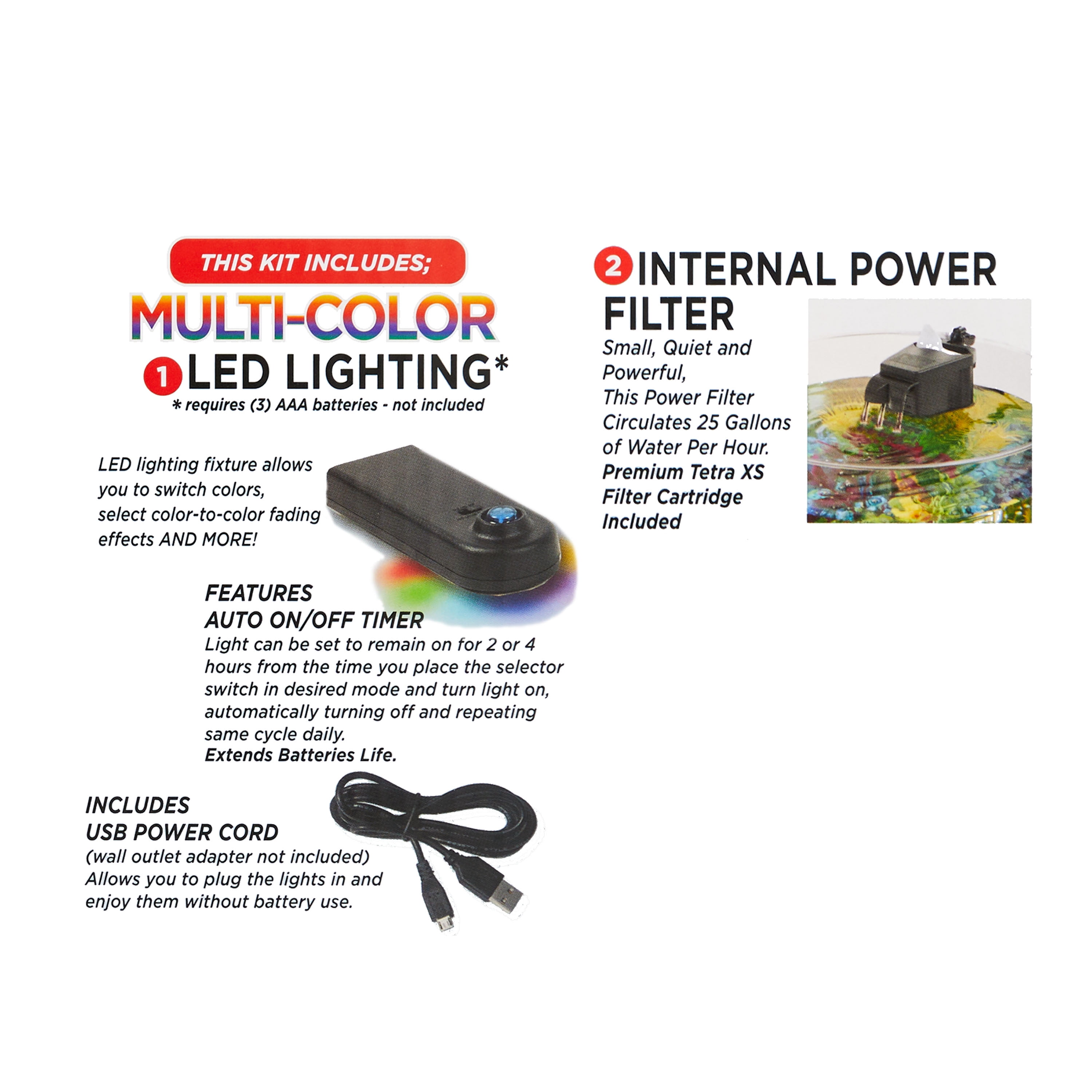 LED 3-Gallon Plastic Aquarium with Power Filter