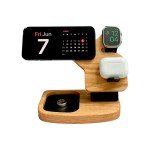 iPhone 16 Wireless Charger, Magnetic Apple Dock,  3 in 1 Charger, Wooden Dock, Nightstand Mode, Corporate Gift, Modern Dock, Oura Ring Port