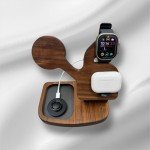 iPhone 16 Wireless Charger, Magnetic Apple Dock,  3 in 1 Charger, Wooden Dock, Nightstand Mode, Corporate Gift, Modern Dock, Oura Ring Port