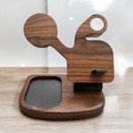 iPhone 16 Wireless Charger, Magnetic Apple Dock,  3 in 1 Charger, Wooden Dock, Nightstand Mode, Corporate Gift, Modern Dock, Oura Ring Port