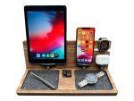 Apple Workstation, iPad Charging Station, Wood Apple Dock, Apple Watch Charger, Minimalist, Nightstand Dock, Fathers Day Gift for Him