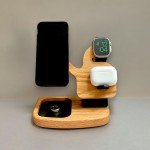 iPhone 16 Wireless Charger, Magnetic Apple Dock,  3 in 1 Charger, Wooden Dock, Nightstand Mode, Corporate Gift, Modern Dock, Oura Ring Port