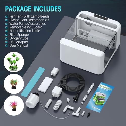 2.2 Gallon Aquarium with Humidifier and LED Light