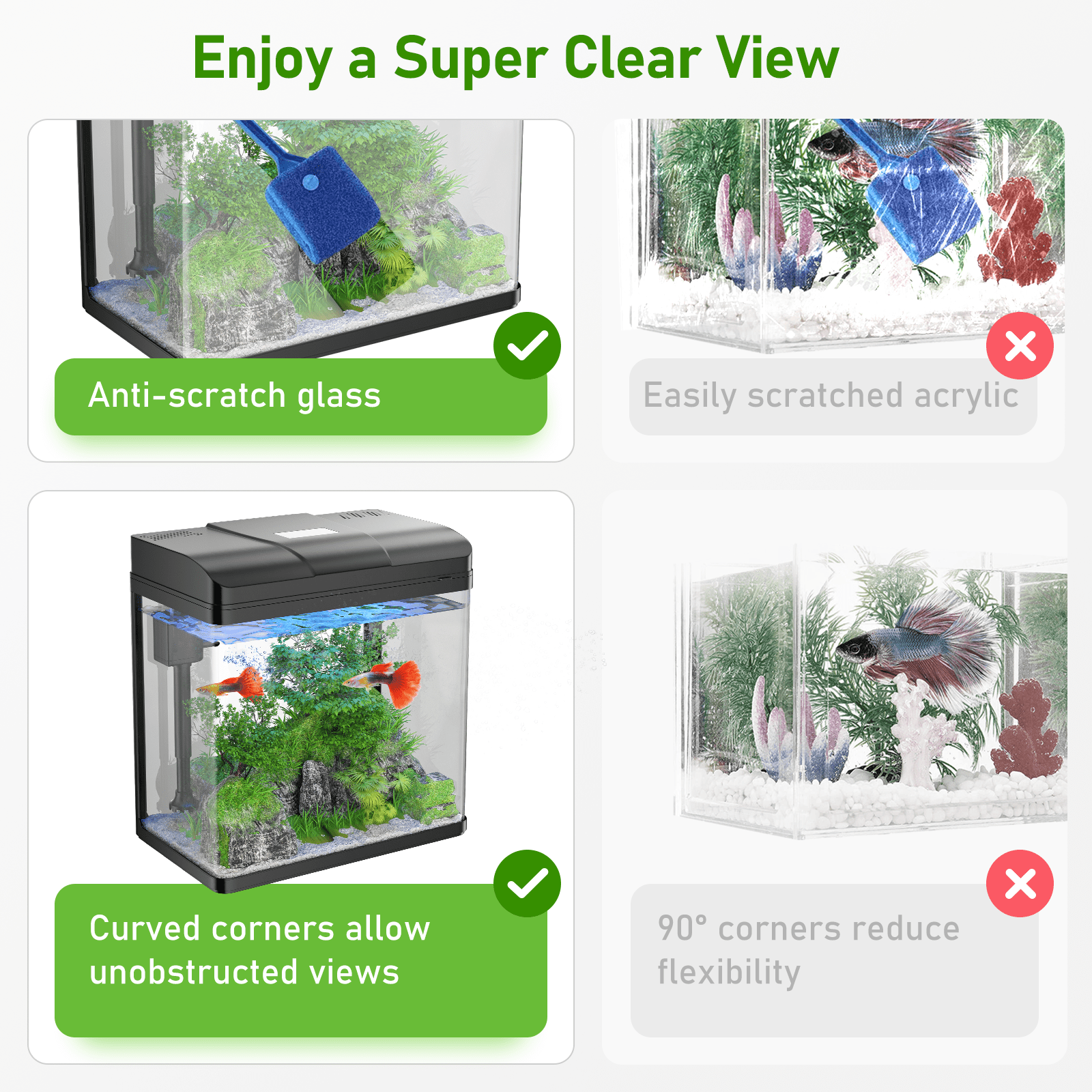 1.7 Gallon Glass Aquarium with Pump and Light