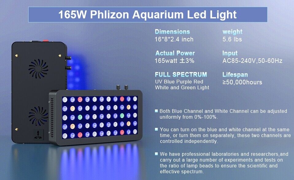 Phlizon 165W Full Spectrum LED Aquarium Light