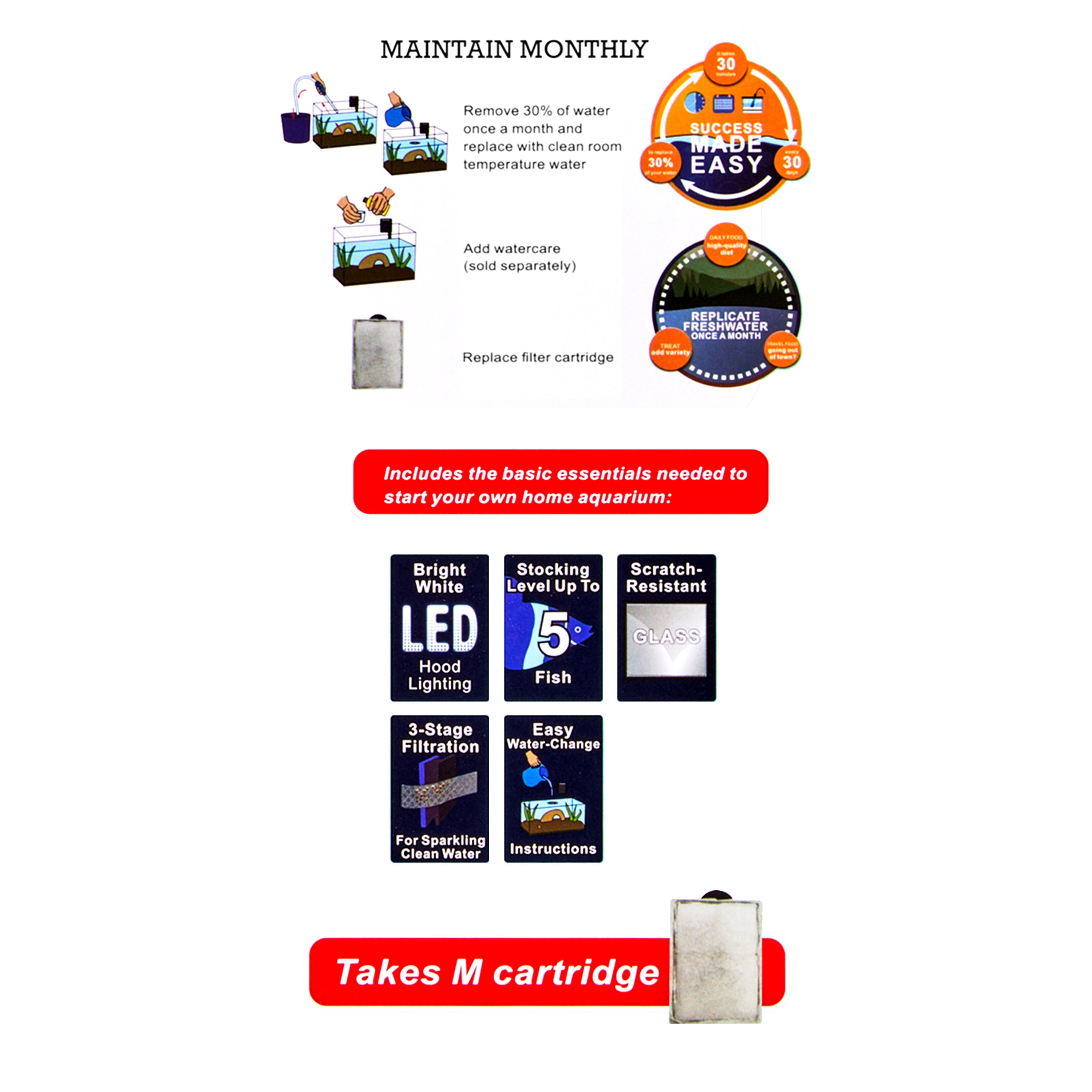 Aqua Culture 5 Gallon Glass Aquarium Kit