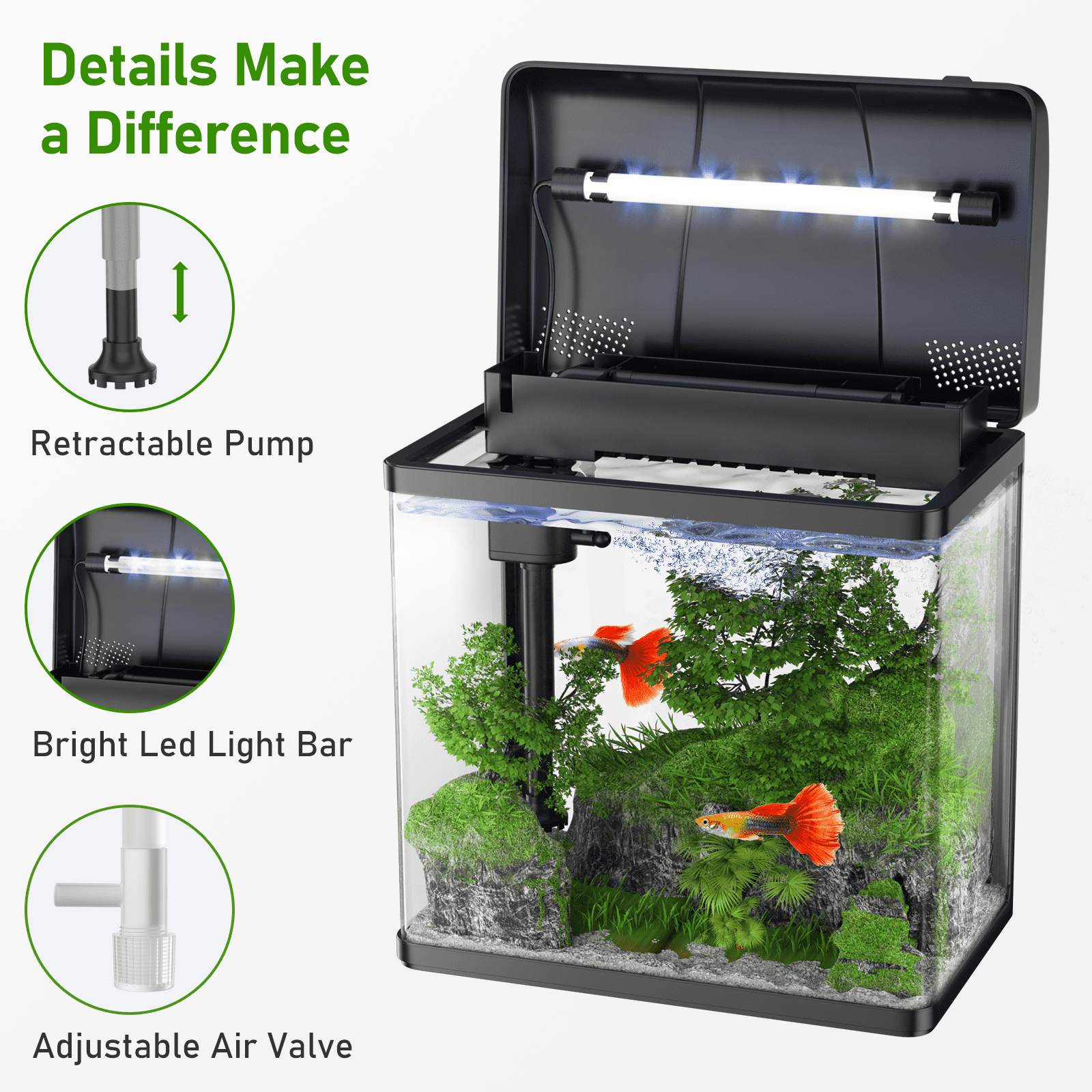 1.7 Gallon Glass Aquarium with Pump and Light