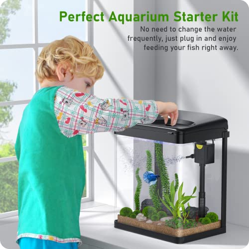 PONDON 2 Gallon Betta Fish Tank with Filter & Light