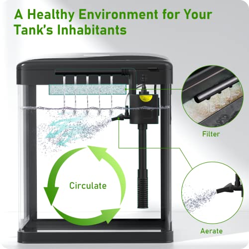 PONDON 2 Gallon Betta Fish Tank with Filter & Light