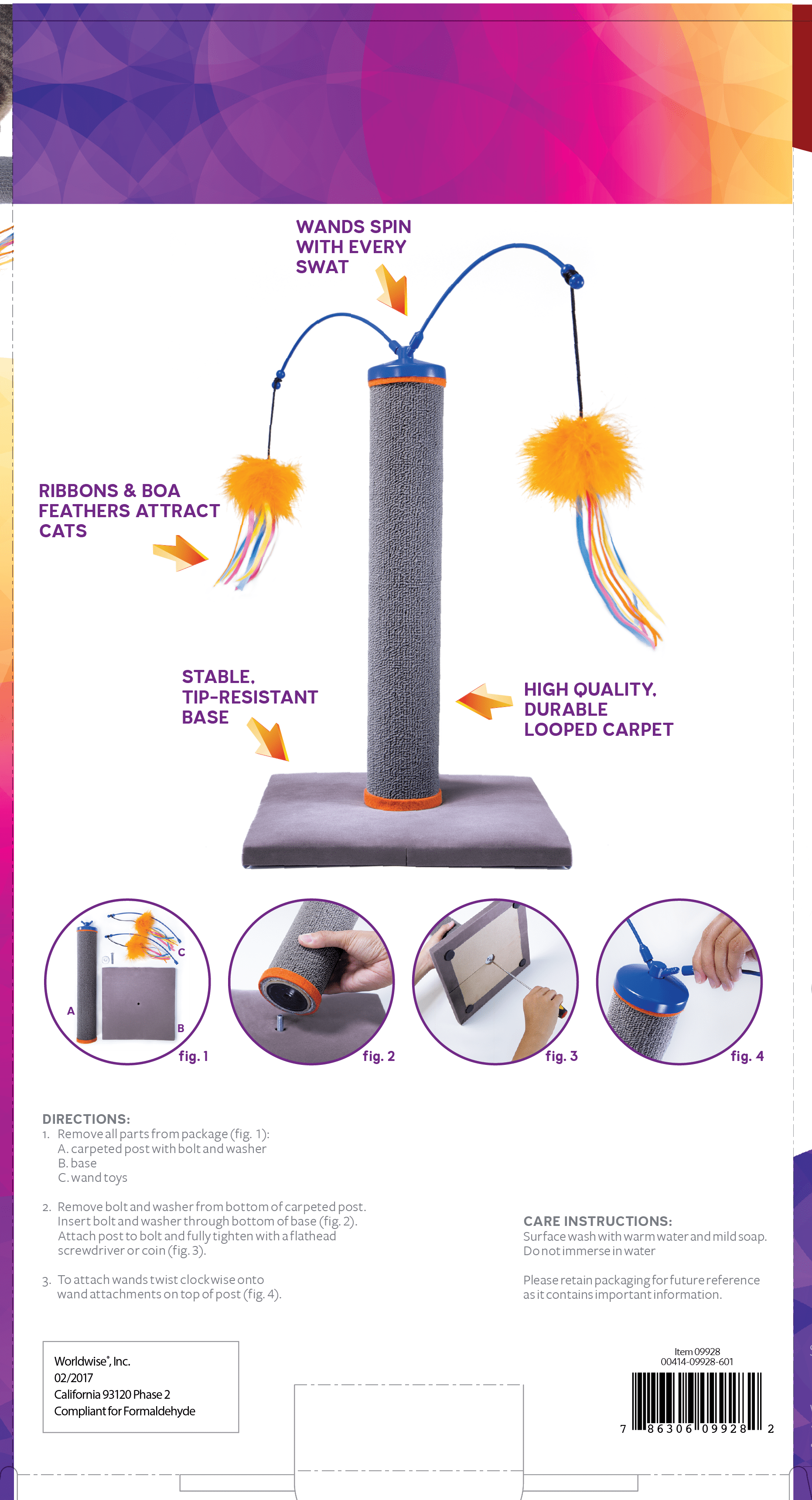 Interactive Carpet Scratch & Spin Post with Wand Toys