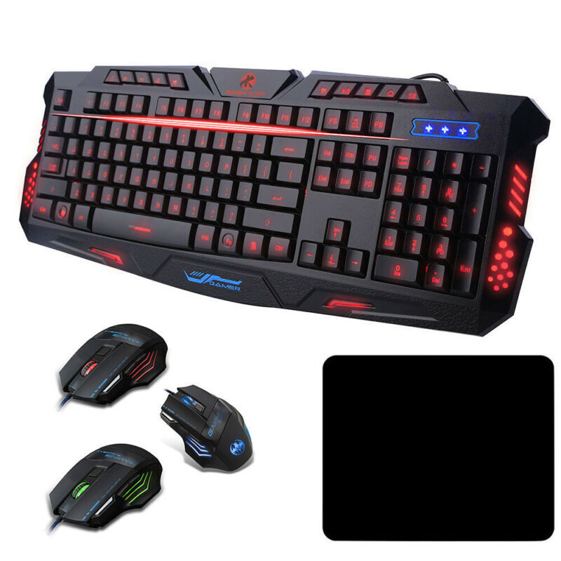 LED Backlit Wired Gaming Keyboard & Mousepad Set