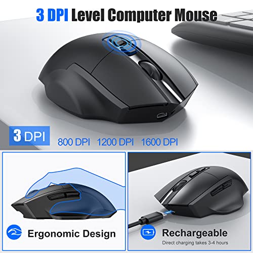 Wireless Ergonomic Keyboard and Mouse Set with Wrist Support