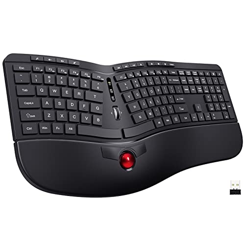 Wireless Split Keyboard with Trackball & Wrist Rest