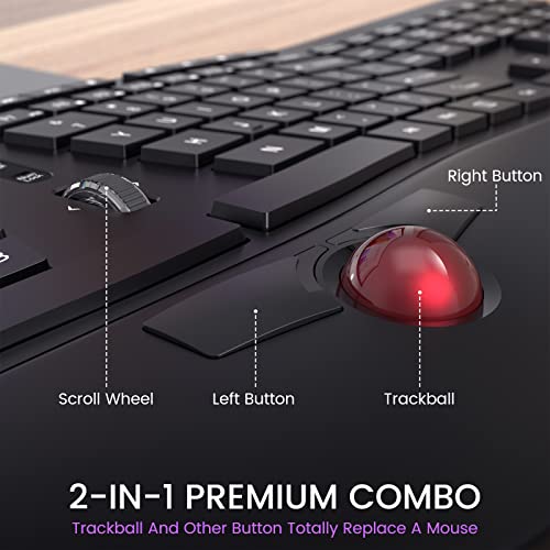 Wireless Split Keyboard with Trackball & Wrist Rest