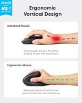 Anker Wireless Vertical Ergonomic Optical Mouse - Black
