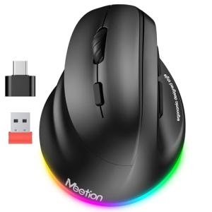 Left-Handed Ergonomic Wireless Vertical Mouse with RGB