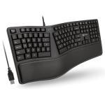 Wired Ergonomic Keyboard with Wrist Rest & 110 Keys