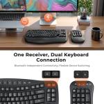 Ergonomic Wireless Keyboard with Separate Numeric Keypad