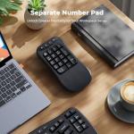 Ergonomic Wireless Keyboard with Separate Numeric Keypad