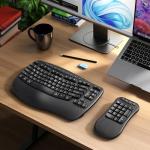 Ergonomic Wireless Keyboard with Separate Numeric Keypad