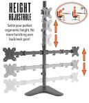 Height Adjustable Triple Monitor Desk Stand