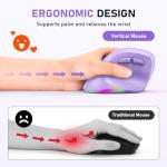 Left-Handed Ergonomic Wireless Vertical Mouse - Purple