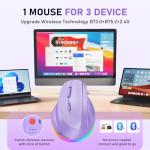 Left-Handed Ergonomic Wireless Vertical Mouse - Purple