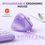 Left-Handed Ergonomic Wireless Vertical Mouse - Purple