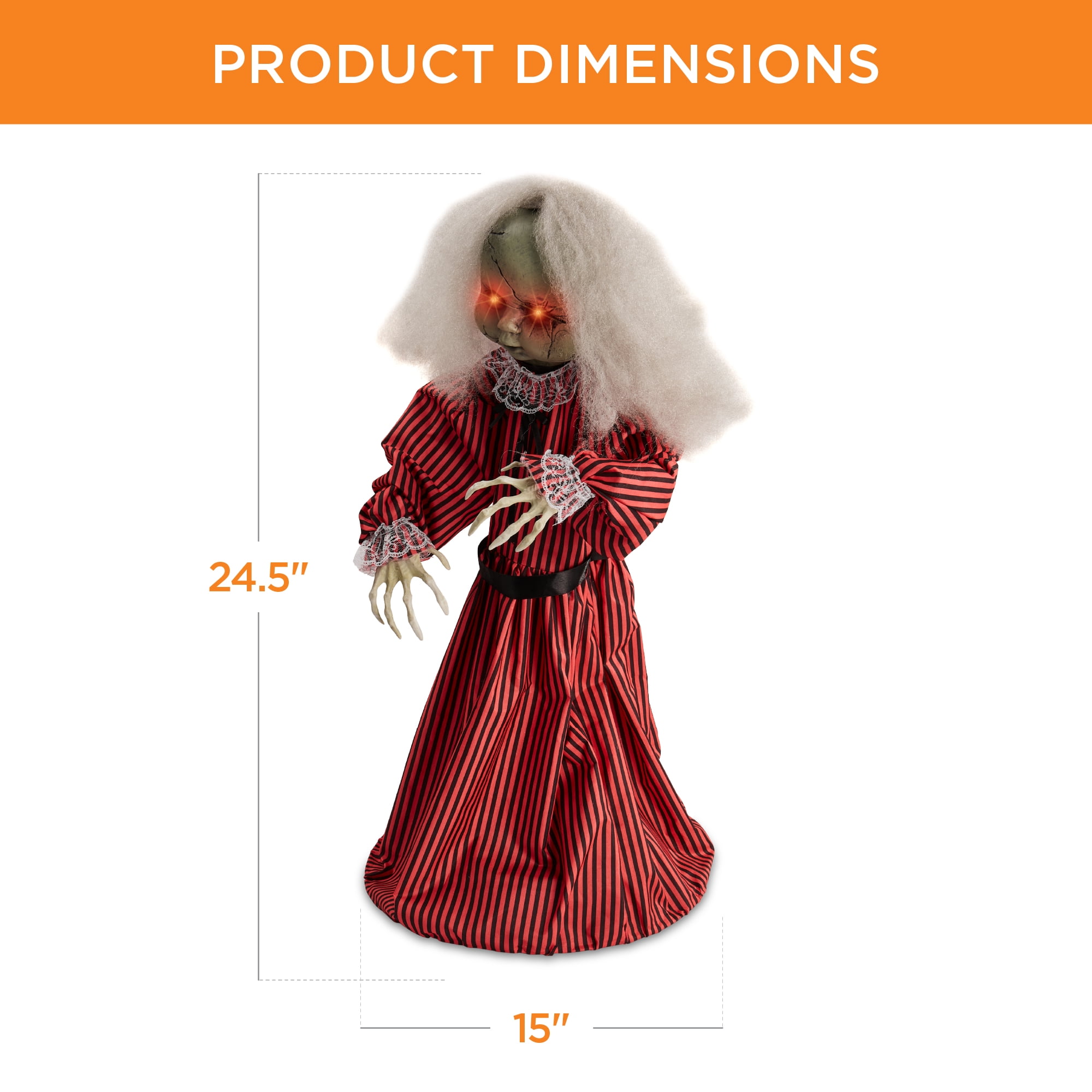 Roaming Doll Halloween Decoration w/ Light-Up Eyes