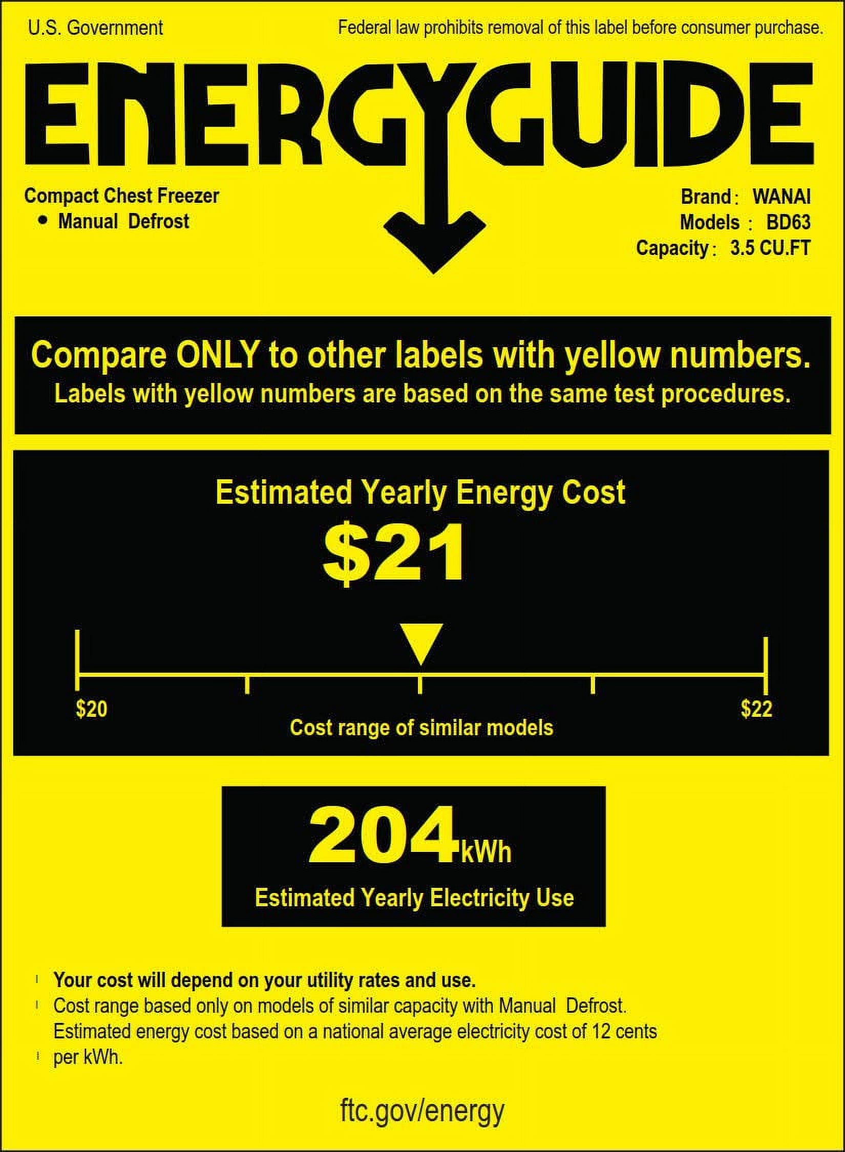WANAI 3.5 Cu. ft. Top-Opening Chest Freezer