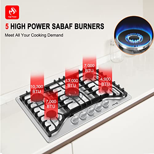5-Burner Gas Cooktop with Reversible Grill/Griddle