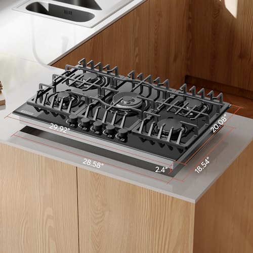 Empava 5-Burner Gas Cooktop in Black Glass